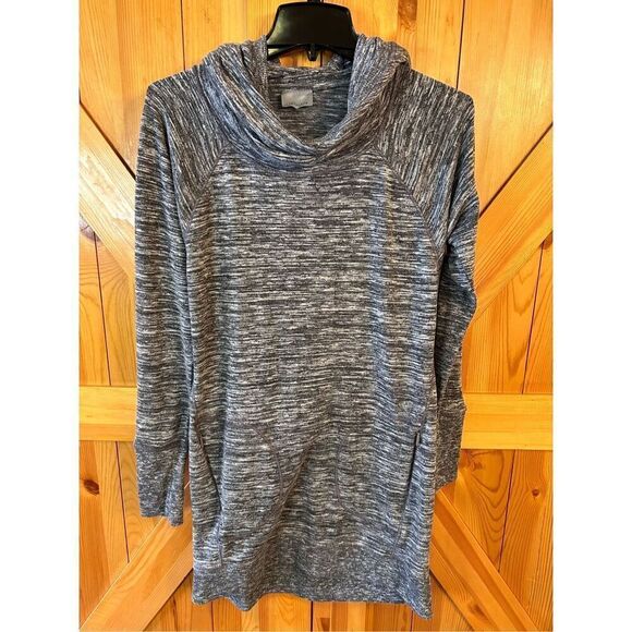 Athleta Womens Hoodie S Gray Blissful Sweatshirt Tunic Dress Pockets (4094) - Picture 1 of 6